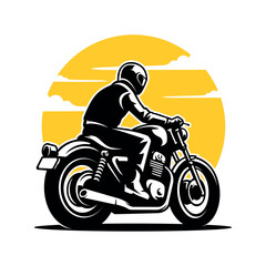 a biker riding a motorcycle illustration vector