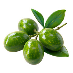 Obraz premium A photorealistic image of fresh neem fruit, small, olive-like, used in traditional medicine, isolated on a Transparent background, PNG Cutout