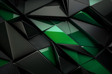 A kaleidoscopic fusion of matte black and emerald green, accentuated by sleek geometric patterns...