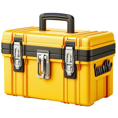 Yellow toolbox on a white and transparent background