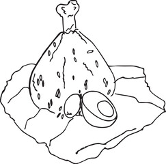 traditional juane, typical food of the Peruvian jungle, vectorized rice juane to color, create digital content, generate images for social networks, vectorized juane image