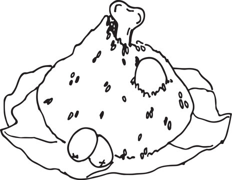 traditional juane, typical food of the Peruvian jungle, vectorized rice juane to color, create digital content, generate images for social networks, vectorized juane image