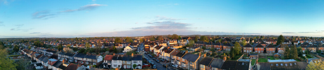 Aerial View of Residential Homes at Luton City of England UK During Sunrise.