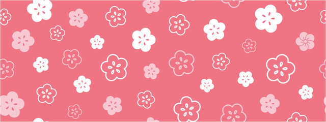 梅の花の家紋・シンボルイラストの総柄シームレスベクター