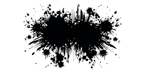 Obraz premium Beautiful artistic texture of ink brush strokes, Isolated ink splashes and drops. Different handdrawn spray design, grunge splash 