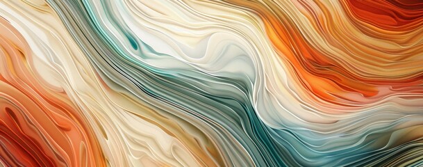Abstract colorful background with waves texture. Marble organic white green orange texture