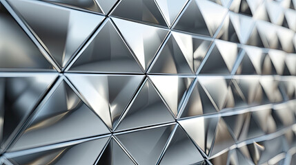 3D Tiles Arranged To Create A Silver Wall Glossy Sleek Silver Glossy 3D Tile Wall 