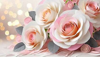 Pink and white roses background