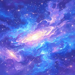 Vibrant Nebula in Starlit Universe - obrazy, fototapety, plakaty