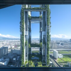 Fototapeta na wymiar Modern Architecture: Elegant High-Rise with Sustainable Design for Cityscape