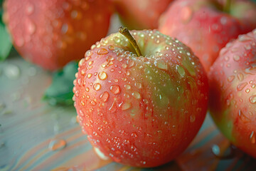 Fresh and Juicy Apples on a Table from Above
