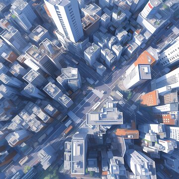 Unforgettable Aerial View of a Thriving Metropolis with Skyscrapers