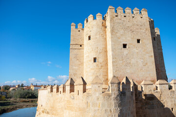 Torre De Calahorra in Cordoba Spain. Fortress at Guadalquivir riverside in Andalusia