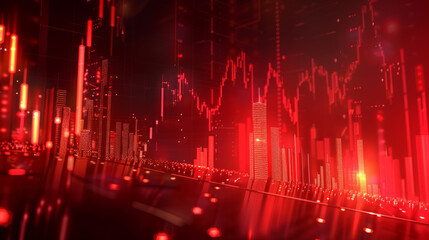 Fototapeta na wymiar Stock Market Crash: Red Market Trading Chart