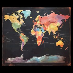 Explore the Globe with This Detailed World Map Chalkboard for Your Classroom or Office - Perfect for Interactive Learning and Decoration!