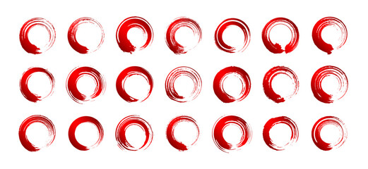 筆の丸・円（赤）毛筆ベクターイラスト素材セット
