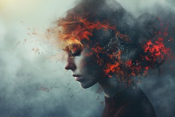 Turbulent Portrait of Psychological Intensity and Mental Disorder Illustrated in Digital Fantasy Art