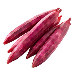  A realistic photo of fresh oca roots, their bright red, tuberous bodies, isolated on a Transparent background, PNG Cutout