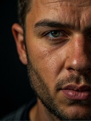 Obraz premium A man with a beard and brown hair looking at the camera. Generative AI.