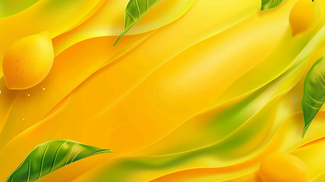 Abstract bright yellow fruit background with mango