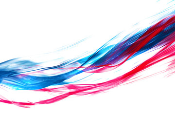 Vibrant red and blue color streaks on transparent background.