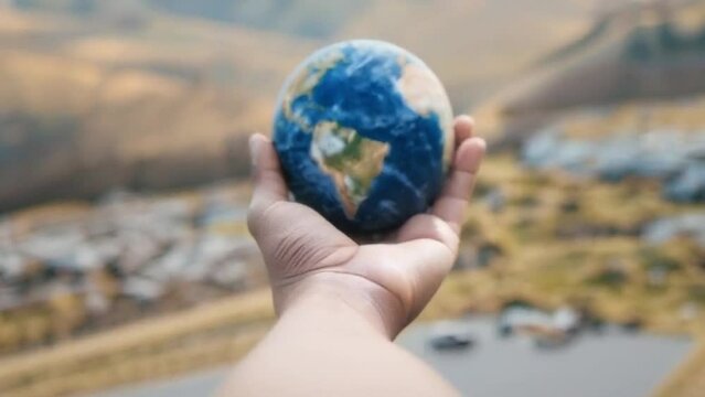 ilustra&ccedil;&atilde;o m&atilde;o segurando planeta terra