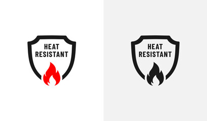 Heat resistant sign or Heat resistant badge vector isolated. Vector shield. Best Heat resistant badge for product packaging design, print design and more about Heat resistant product.