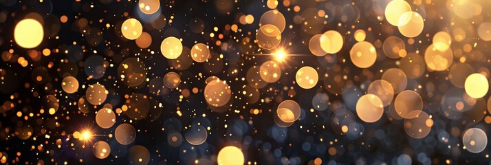 Golden Festivity: Sparkling Bokeh on Noir