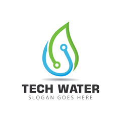 tech water logo vector icon illustration