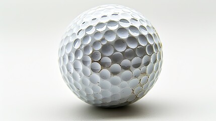 A golf ball isolated against a white background, with full depth of field and a clipping path provided.