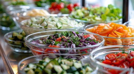 Variety of Chopped Vegetables for Salad Buffet