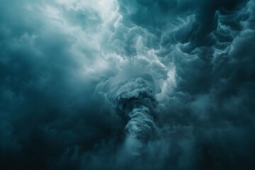 Tornado in cloudy sky