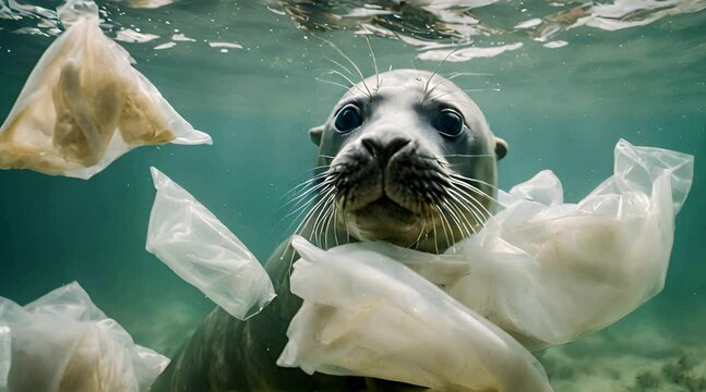Seal underwater with plastic bags