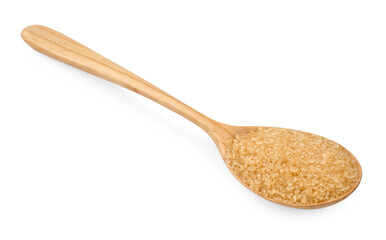 Brown sugar in spoon isolated on white