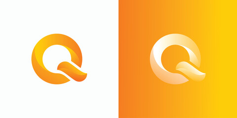Letter Q initial vector logo design with three-dimensional effect in modern, simple, clean and abstract style.