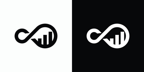Investment vector logo design statistics and infinity emblem with modern, simple, clean and abstract style.