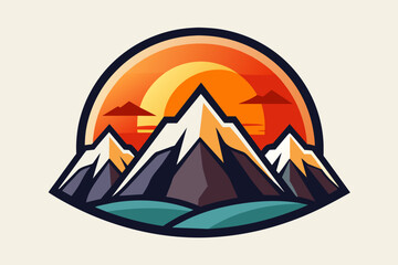 mountains-sunset-outdoors-t-shirt design vector illustration 