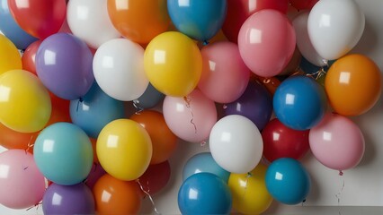 Fototapeta na wymiar colorful party balloon plain white background from Generative AI