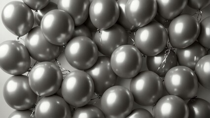 silver party balloon plain white background from Generative AI