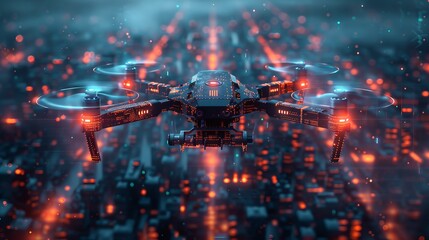 Fototapeta premium Illustration displaying the graphical interface of drone control technology.