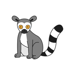 Fototapeta premium Cute cartoon lemur vector illustration