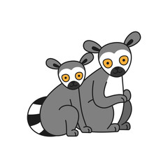 Cute cartoon lemur vector illustration