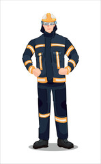 Drawn fireman on white background