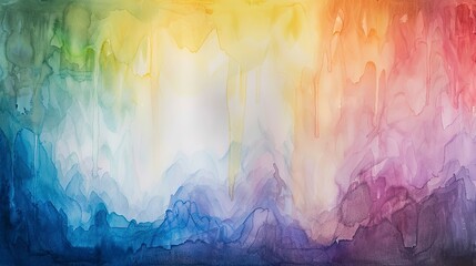 Watercolor, Rainbow in waterfall, close up, misty day, color spectrum dance 