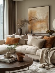 Cozy Modern Living Room Interior with Neutral Tones