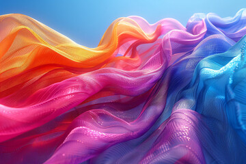 3d render of colorful mesh fabric in the shape
