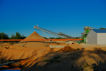 Sand mining.Equipment for extracting sand . Sand quarry.Industrial equipment for sand mining.