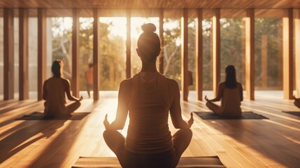 A mindfulness session where individuals are guided through breathing exercises in a serene, minimalist space, focusing on the mental aspect of wellness and the practice of being present.