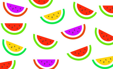 スイカのカラフル透過パターン素材
