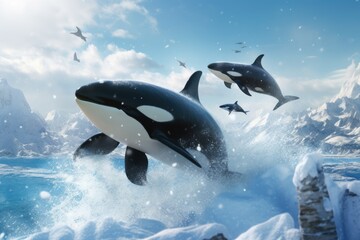 Killer Whale Splashing in the Sea Wildlife in Motion - 786743985